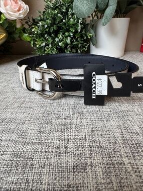 Coach Reversible Leather Belt in White and Black with Silver Buckle size S
